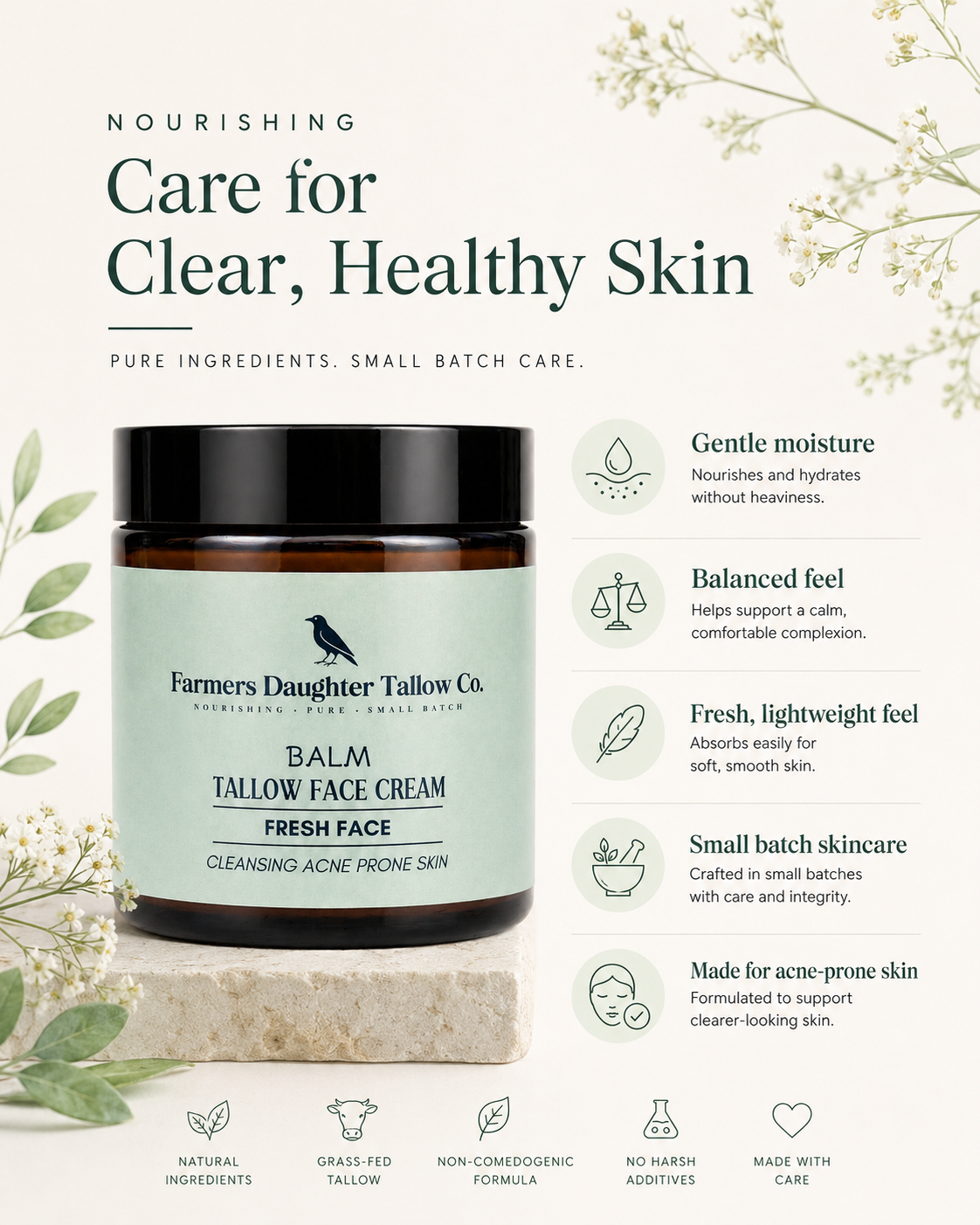 Fresh Face Tallow Balm ~ Cleansing & Acne Prone Skin