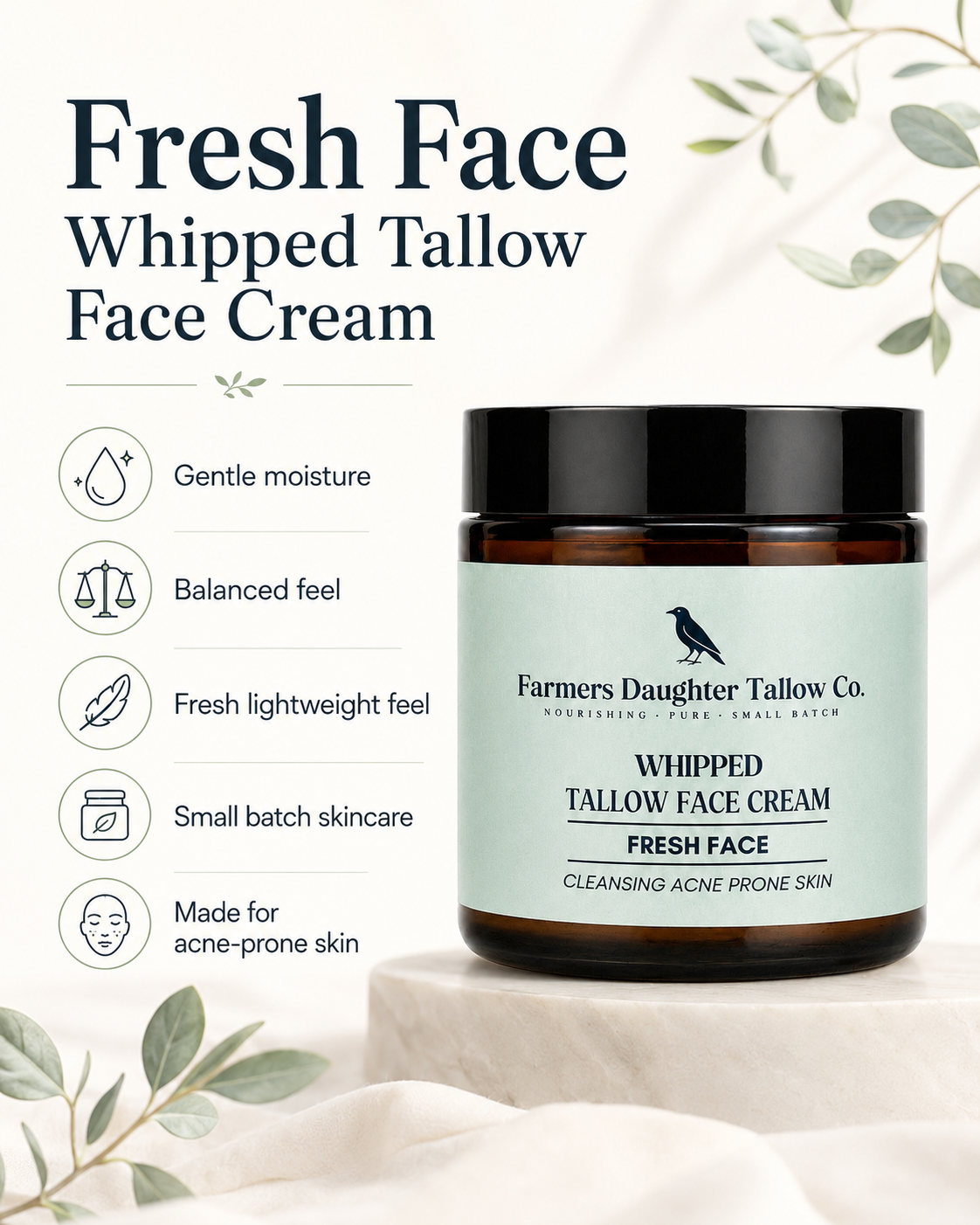 Fresh Face Whipped Tallow ~ Cleansing & Acne Prone Skin