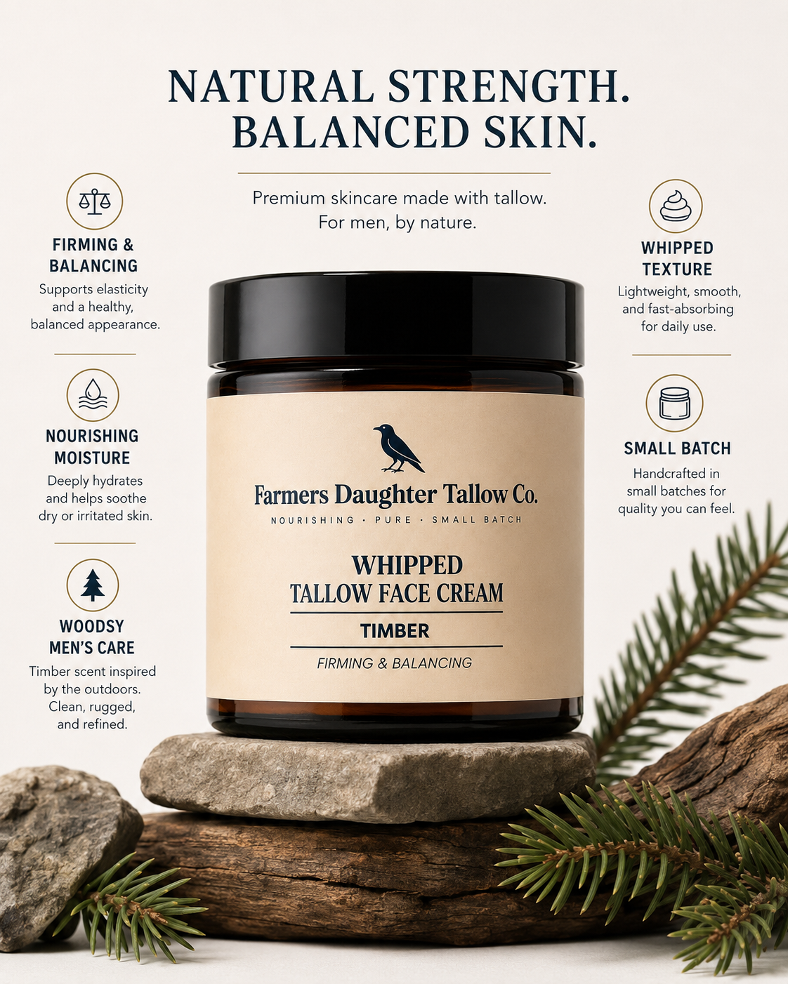 Timber Whipped Tallow Face Moisturizer (for Men)