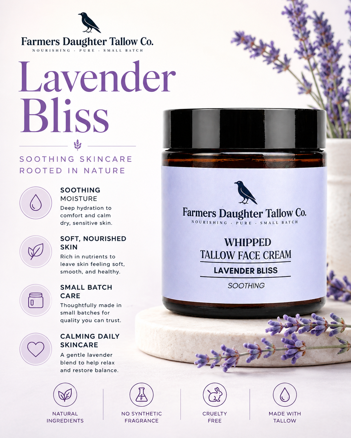 Lavender Bliss Whipped Tallow Body Cream