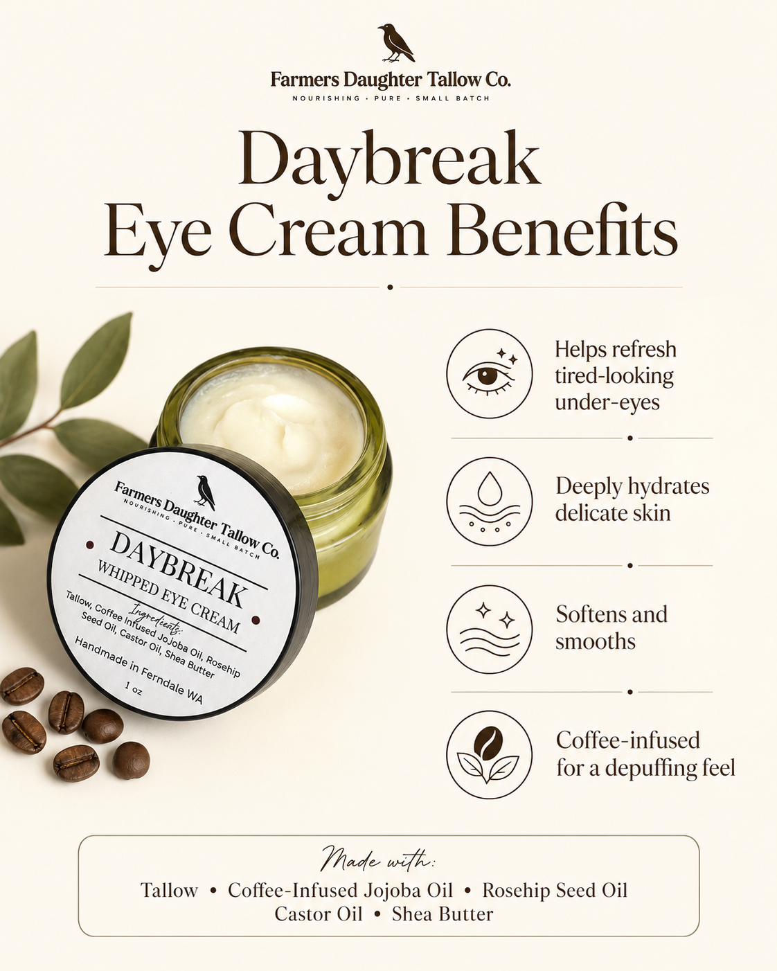 Daybreak Coffee Infused Whipped Tallow Eye Cream